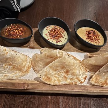 Nawa - Curry Flight with Roti, 3 Sauces. Massaman, Rama and Green. - Asian Fusion Near Me - Fort Wayne, Indiana