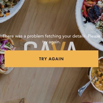 CAVA - Error message in app - Mediterranean Near Me - Bethesda, Maryland