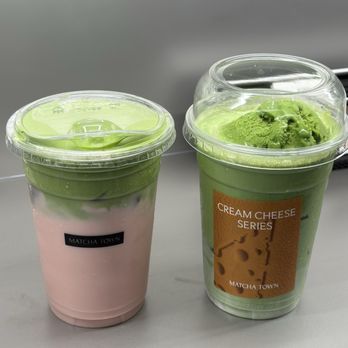 Matcha Town - Pink guava matcha & salted cheese matcha float - Gelato Near Me - Cupertino, California
