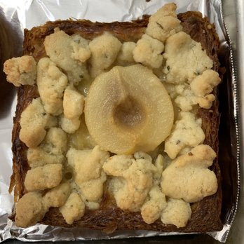 The Burque Bakehouse - Pear and Brie croissant toast with rosemary citrus crumble - Bakeries Near Me - Albuquerque, New Mexico The Burque Bakehouse - Pear and Brie croissant toast with rosemary citrus crumble - Bakeries Near Me - Albuquerque, New Mexico