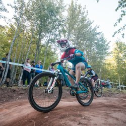 Down Wind Sports - Aurora on her Giant STP at Marquette Trails Festival