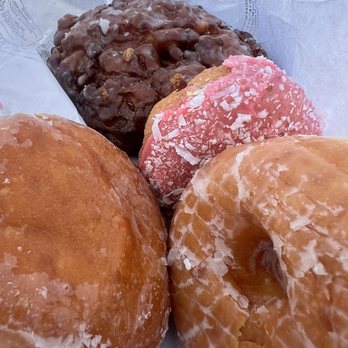 The Jelly Donut - Guava filled, raised glazed, and strawberry coconut cake donut - Donuts Near Me - San Francisco, California