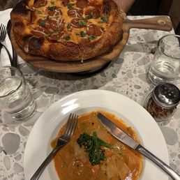Sausage Ravioli and Classic Pepperoni Pizza