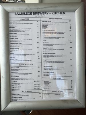Menu photo 3 Sacrilege Brewery + Kitchen Half Moon Bay, CA Menu photo 3 Sacrilege Brewery + Kitchen Half Moon Bay, CA