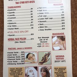 Manat Eyebrow Threading Inc. - Menu