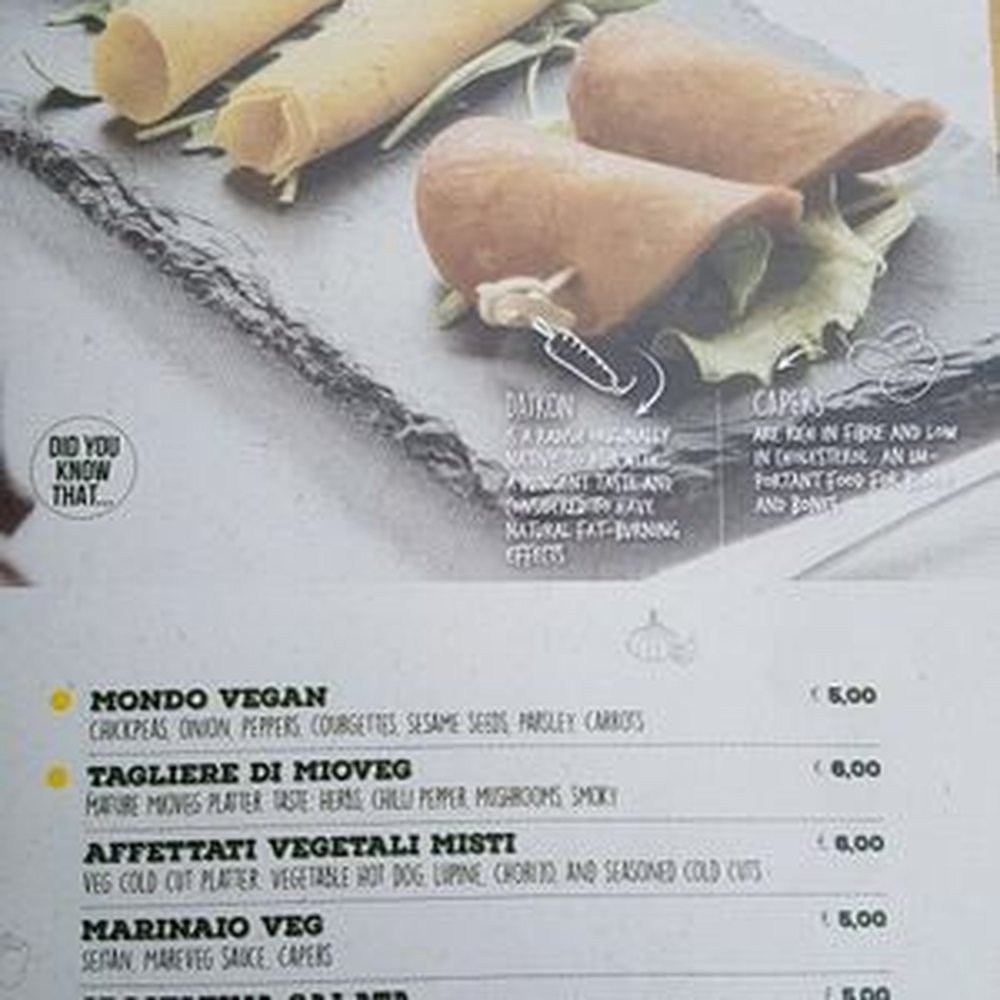 Menu items in English
