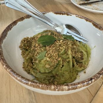 L'Oca d'Oro - Spaghetti alla Nerano with basil breadcrumbs and golden zucchini - Italian Near Me - Austin, Texas