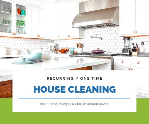 House Cleaning - We offer recurring or one time home cleaning:
- weekly / biweekly / monthly
- deep cleanings
- moving cleanings