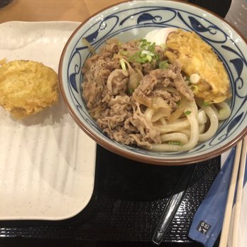 Marugame Udon - #9 Hot Regular Nikutama with Sweet Potato Tempura - Japanese Near Me - Costa Mesa, California Marugame Udon - #9 Hot Regular Nikutama with Sweet Potato Tempura - Japanese Near Me - Costa Mesa, California