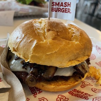 Smashburger - Truffle Mushroom Swiss  Truffle mayo, sauteed crimini mushrooms and aged swiss on an egg bun. - Burgers Near Me - Hicksville, New York