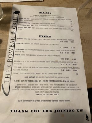 Menu photo 1 Crowbar & Grill Laramie, WY Menu photo 1 Crowbar & Grill Laramie, WY