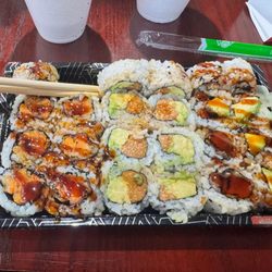Ginger Asian Kitchen - 3 roll combination: Fried Sweet Potato, Peanut Avocado, and Eel Avocado