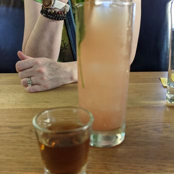 Norseman Distillery - Pineapple Tattoo non-alcoholic cocktail paired with a shot of pineapple rum - Distilleries Near Me - Minneapolis, Minnesota Norseman Distillery - Pineapple Tattoo non-alcoholic cocktail paired with a shot of pineapple rum - Distilleries Near Me - Minneapolis, Minnesota