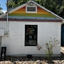 The Little Gay Shop - The parking lot view.