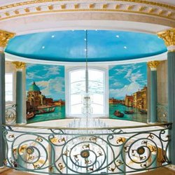 Buon Fresco - Cupola finishing with Gilding, Stippled Color, and 4 panel mural of Venice