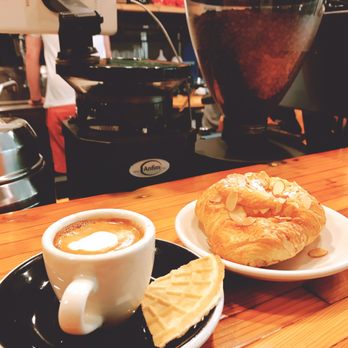 Wyoming Community Coffee - Almond Croissant- Very fresh and delicious. And a macchiato - Cafes Near Me - Cincinnati, Ohio
