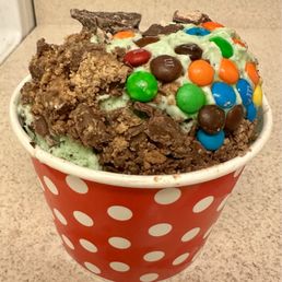 Ice cream with candy toppings