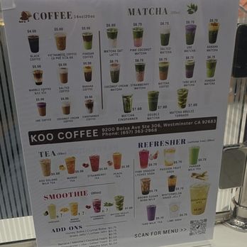 Koo Coffee Tea - menu - Coffee & Tea Near Me - Westminster, California Koo Coffee Tea - menu - Coffee & Tea Near Me - Westminster, California
