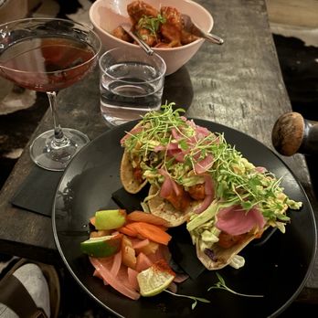 Mystic Mesa - Wings and Shrimp tacos plus the manhattan . - New Mexican Cuisine Near Me - Santa Fe, New Mexico