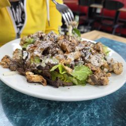 Schwarma bowl over salad