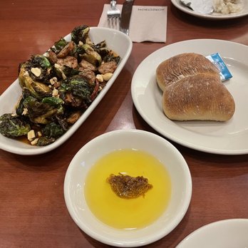 Bazille - Kung Pao Brussel Sprouts, bread and olive oil - New American Near Me - Canoga Park, California Bazille - Kung Pao Brussel Sprouts, bread and olive oil - New American Near Me - Canoga Park, California