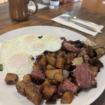 Dick Church's - HOMEMADE Corned beef hash with over medium eggs. BEST corned beef in OC - Diners Near Me - Costa Mesa, California