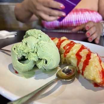 Yoshi Sushi - Fried Banana with Green Tea Ice Cream - Japanese Near Me - Milpitas, California Yoshi Sushi - Fried Banana with Green Tea Ice Cream - Japanese Near Me - Milpitas, California