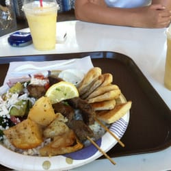 Tony's Greek grill Slovaki lamb and tropical smoothie