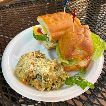 The Upper Crust Sandwich Shoppe - Chicken salad sandwich w/pasta salad. - Delis Near Me - Riverside, California The Upper Crust Sandwich Shoppe - Chicken salad sandwich w/pasta salad. - Delis Near Me - Riverside, California
