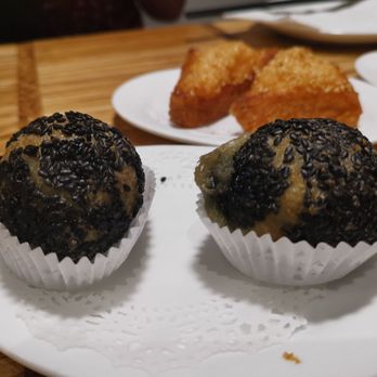 Little Bird Dim Sum - Matcha sesame mochi balls with sesame filling - Dim Sum Near Me - Vancouver, British Columbia Little Bird Dim Sum - Matcha sesame mochi balls with sesame filling - Dim Sum Near Me - Vancouver, British Columbia