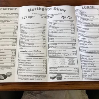 Northgate Diner - Paper menu-2018 - Diners Near Me - Ocala, Florida