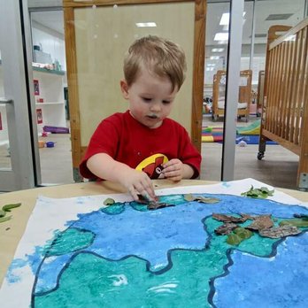 Big Blue Marble Academy Cinco Ranch - Our youngest toddlers class creating art with natural elements they collected during their morning outside excursion. - Child Care & Day Care Near Me - Katy, Texas