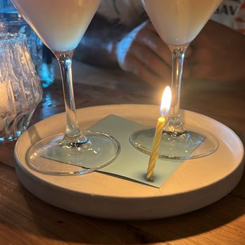 The Optimist - Birthday mocktails with lit candle - Seafood Near Me - Atlanta, Georgia