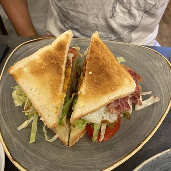Café Sanders - Club sandwich with fried egg and chicken - yum! - Cafes Near Me - Landstuhl, RP