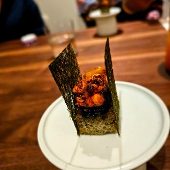 Joo Ok - Makgeolli- Makgeolli bread, eel, sweet corn, and gamtae bugak. Excellent course. One of the best - Korean Near Me - New York, New York