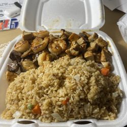 Steak, chicken, and shrimp hibachi dinner!