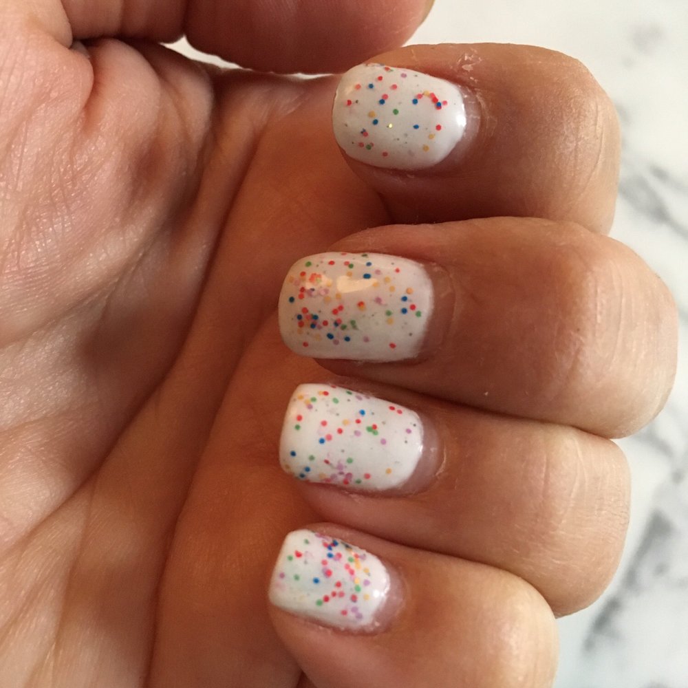 Holly Nails - Looks like birthday cake ! White base color & funfetti overcoat gel- long lasting manicure . - Nail Salons Near Me - Mill Valley, California Holly Nails - Looks like birthday cake ! White base color & funfetti overcoat gel- long lasting manicure . - Nail Salons Near Me - Mill Valley, California