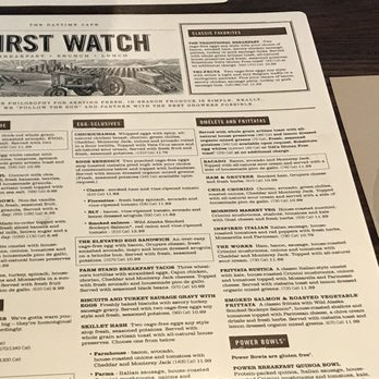 First Watch - Partial menu - Breakfast & Brunch Near Me - Clermont, Florida
