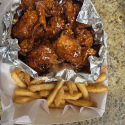 JJ Fish & Chicken - Chili Wings and crispy fries
