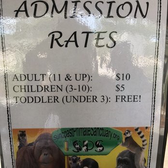 Suncoast Primate Sanctuary Foundation - Admission rates / prices - Zoos Near Me - Palm Harbor, Florida Suncoast Primate Sanctuary Foundation - Admission rates / prices - Zoos Near Me - Palm Harbor, Florida