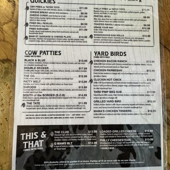 Woodchucks - Menu - Axe Throwing Near Me - Senatobia, Mississippi
