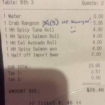 Tokyo Bistro - Waitress dropped one and never even mentioned it. Dishonesty at its finest. - Japanese Near Me - Mount Pleasant, South Carolina