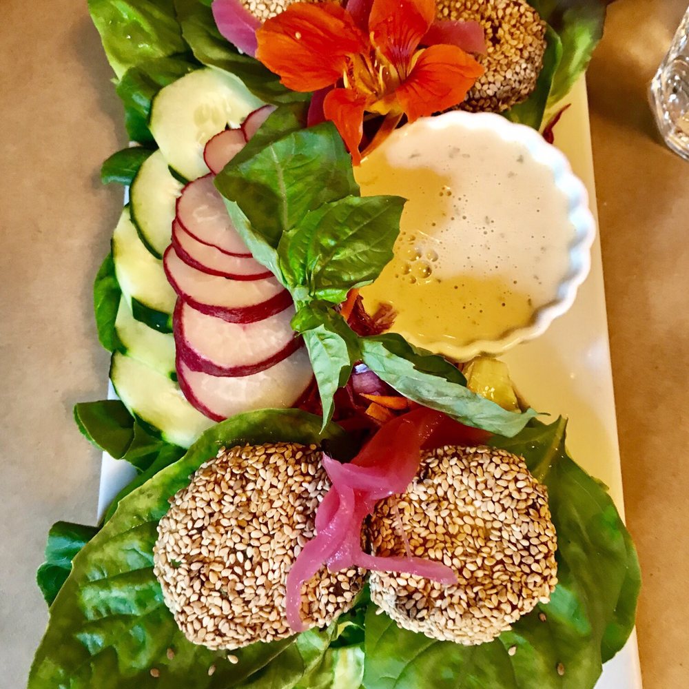 Two Sisters Bakery - Ah-mazing sweet potato falafel with mixed greens and a tahini sauce so good you want to drink it. - Bakeries Near Me - Homer, Alaska Two Sisters Bakery - Ah-mazing sweet potato falafel with mixed greens and a tahini sauce so good you want to drink it. - Bakeries Near Me - Homer, Alaska