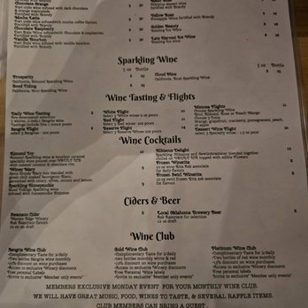 Waters Edge Winery Broken Arrow - Wine List 06/08/2023 - Wine Tasting Room Near Me - Broken Arrow, Oklahoma