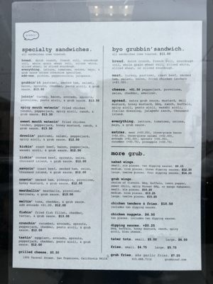 Menu photo 2 Grubbin' San Francisco, CA