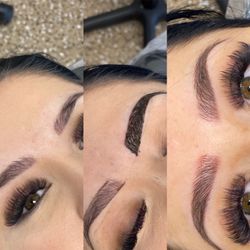 Dangerously Chic Salon & Spa - Before during and after combo brows