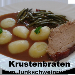 Zum Goldenen Hahn - Krustenbraten mit Speckbohnen