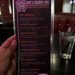 Ray's Golden Lion - Cocktail menu (side 1)
