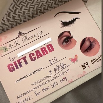 E&K Beauty - Voucher "for next time" - Eyelash Service Near Me - Pasadena, California E&K Beauty - Voucher "for next time" - Eyelash Service Near Me - Pasadena, California