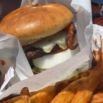 Dawg Park - Burger with Swiss cheese and bacon - Hot Dogs Near Me - Glenview, Illinois Dawg Park - Burger with Swiss cheese and bacon - Hot Dogs Near Me - Glenview, Illinois